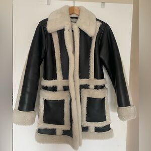 Abercrombie Black and Creme Shearling Jacket